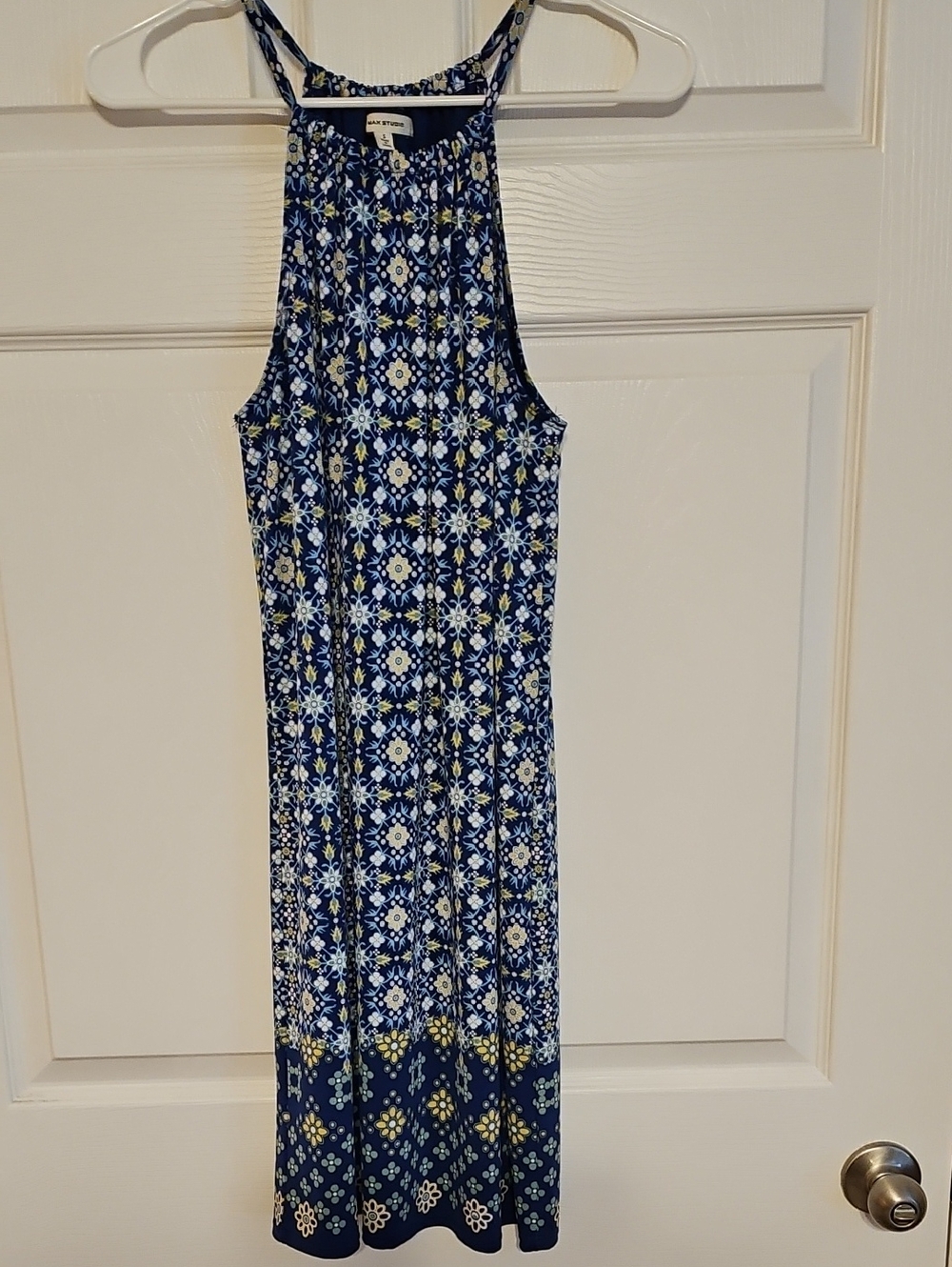 Max Studio Blue Floral Halter Midi Dress - Picture 1 of 10